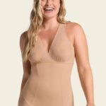 *LEONISA-Sheer Instinct Sheer Stripe Detail Sculpting Bodysuit