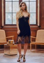 Marjolaine - Nightie dress in black velvet