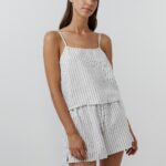 Launil - White & Black Striped Camisole Set