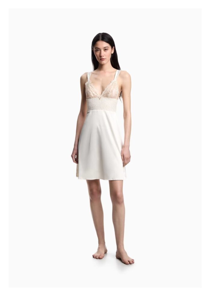 ⁦Emporio Armani - Bridal satin babydoll with lace detail⁩ - الصورة ⁦1⁩