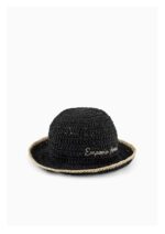Emporio Armani - Braided paper yarn cloche hat with logo