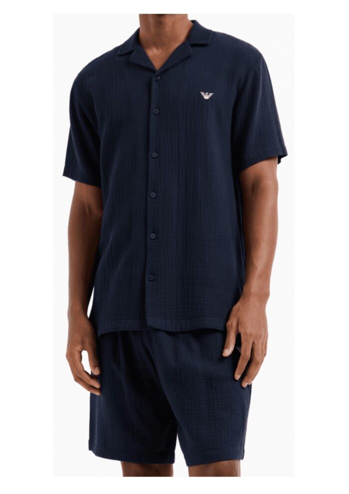 ⁦بيجاما بشورت برمودا كريب - كحلي – Emporio Armani⁩ - الصورة ⁦1⁩
