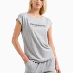 Emporio Armani - Organic-cotton pyjamas with T-shirt and shorts in a logo print