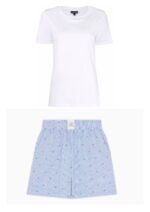 Emporio Armani - Loungewear Bermuda shorts with all-over, striped eagle logo motif/Tshirt