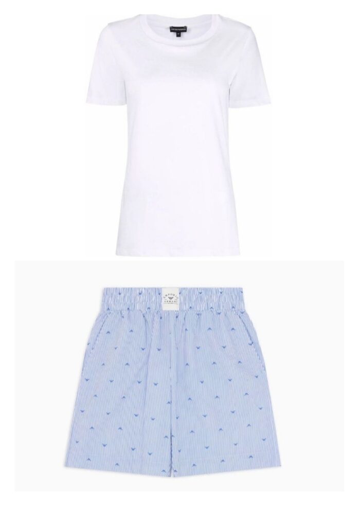 Emporio Armani - Loungewear Bermuda shorts with all-over, striped eagle logo motif/Tshirt - Image 1