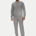 Emporio Armani - Basic terry jersey loungewear zip-up sweatshirt with hood & Logo Cotton Regular Fit Elastic Waist Ribbed Leg Men's Trousers