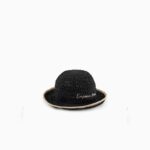Emporio Armani - Braided paper yarn cloche hat with logo
