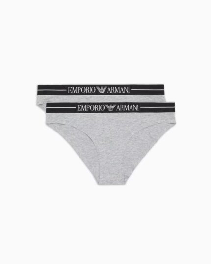 Emporio Armani - Two-pack of organic-cotton briefs with logo waistband
