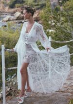 Marjolaine - Romantic long negligee in white lace
