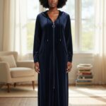 Plain Stretch Velvet Hooded - Diamond Tea