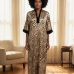 Printed Stretch Velvet Caftan - Diamond Tea