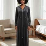 Plain Stretch Velvet Hooded - Diamond Tea