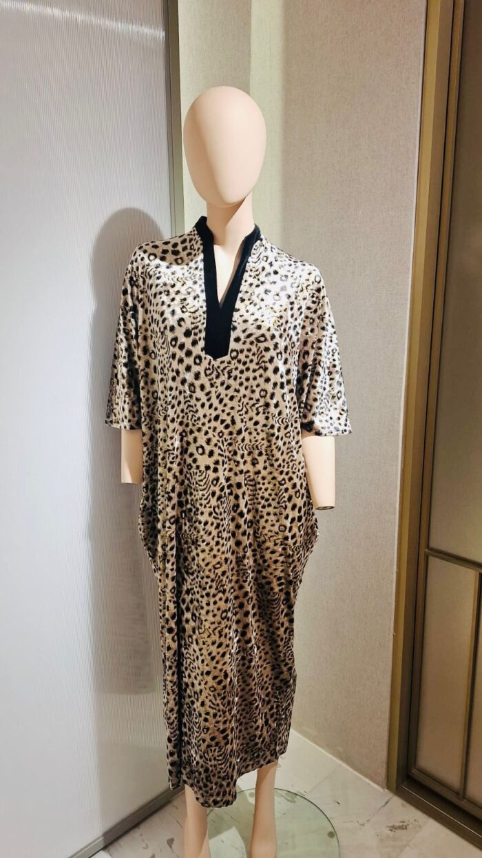 Diamond Tea - Printed Stretch Velvet Caftan - Image 1
